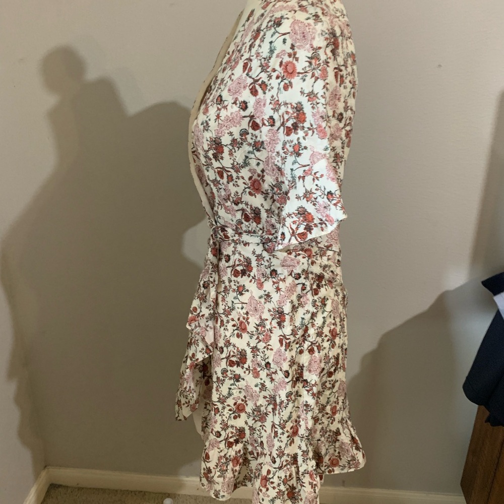 Wayf Floral Ruffle Mini Dress - Cream and Red - Picture 4 of 4